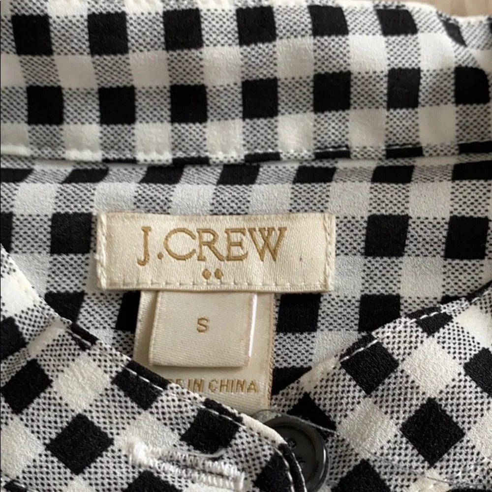 J.Crew Black & White Gingham Blouse